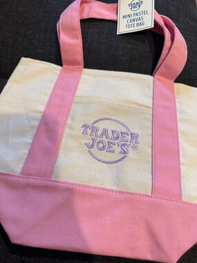 Trader Joe’s Pink & Cream Mini Canvas Tote Bag
